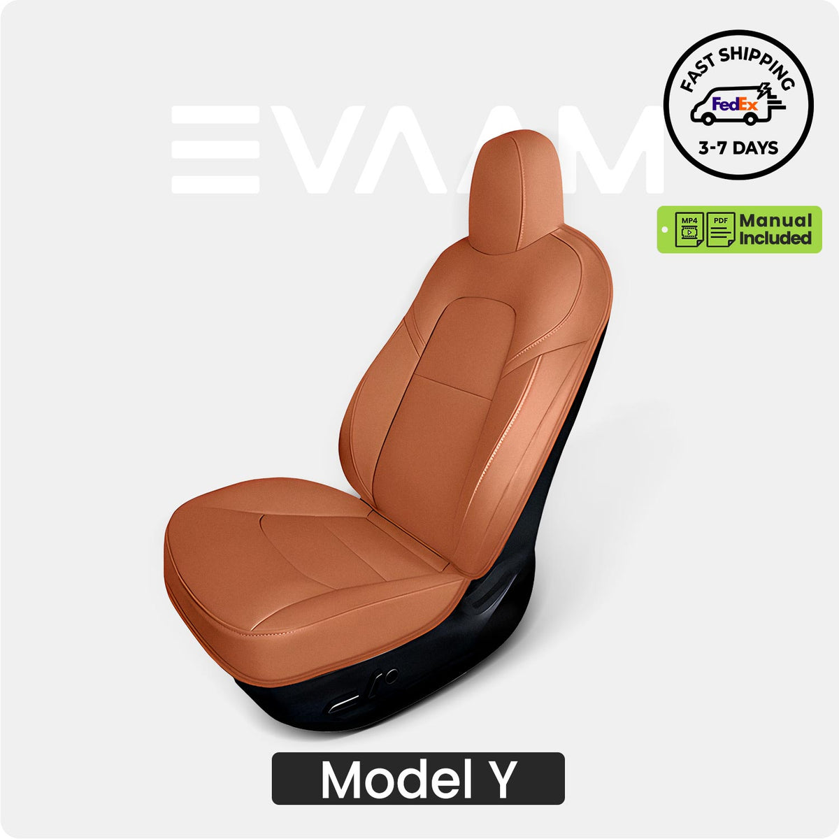 EVAAM® All-Inclusive Leather Full Seat Covers for Tesla Model Y 5 Seat - EVAAM