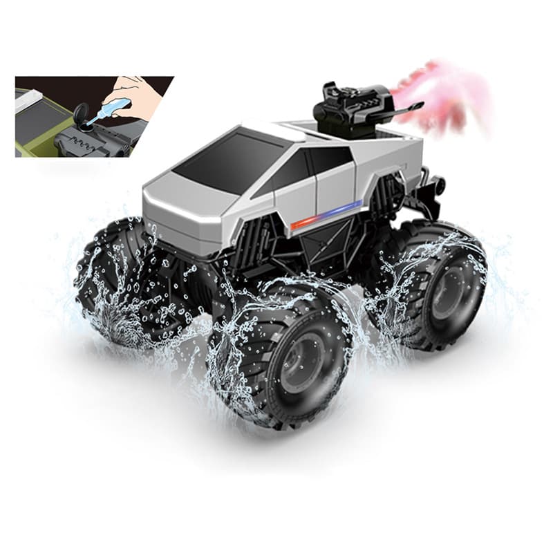 4WD Amphibious RC Stunt Car: Water Bullet Launcher, Mist Spray & LED Lights