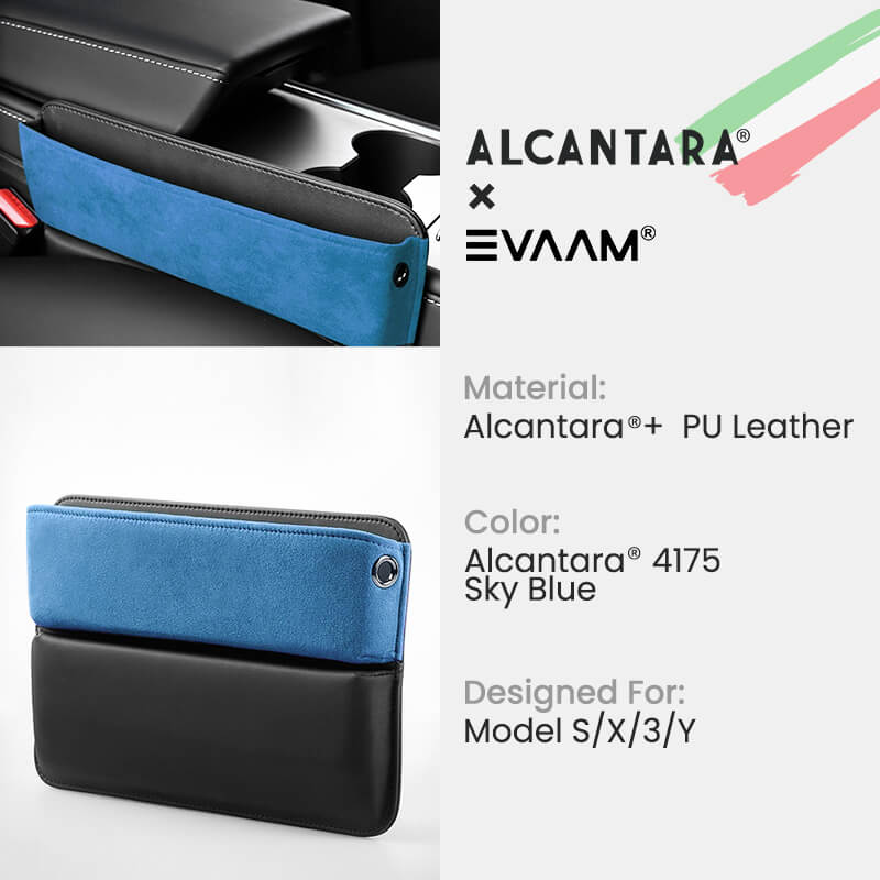 Alcantara Car Seat Gap Pocket Organizer for Tesla Model 3/Y/S/X-EVAAM® - EVAAM