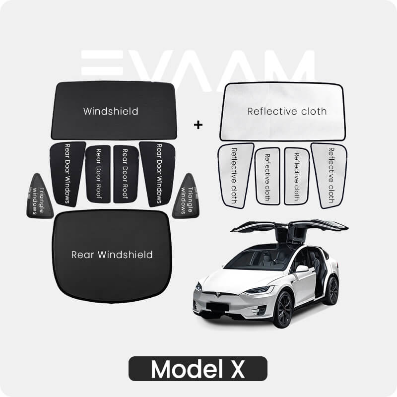 EVAAM® Roof Glass Sunshades for Tesla Model X Accessories (2015-2023) - EVAAM