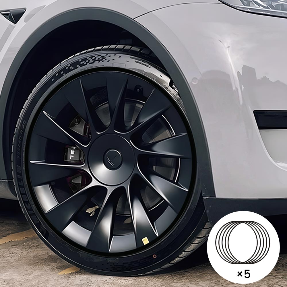 EVAAM® Black Aluminum Alloy Wheel Rim Protector - Fits All Cars (5pcs) - EVAAM