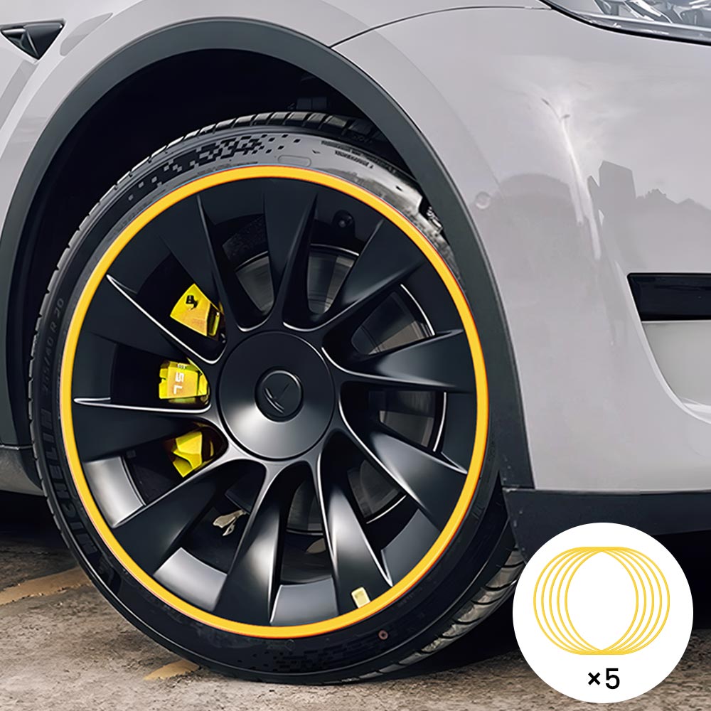 EVAAM® Yellow Aluminum Alloy Wheel Rim Protector - Fits All Cars (5pcs) - EVAAM