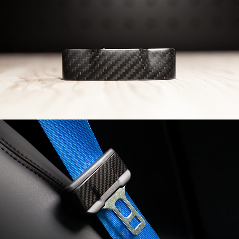 (2 PCS) EVAAM Matte Real Carbon Fiber Seat Belt Fascia Cover for Model 3/Y 2017-2022 - EVAAM