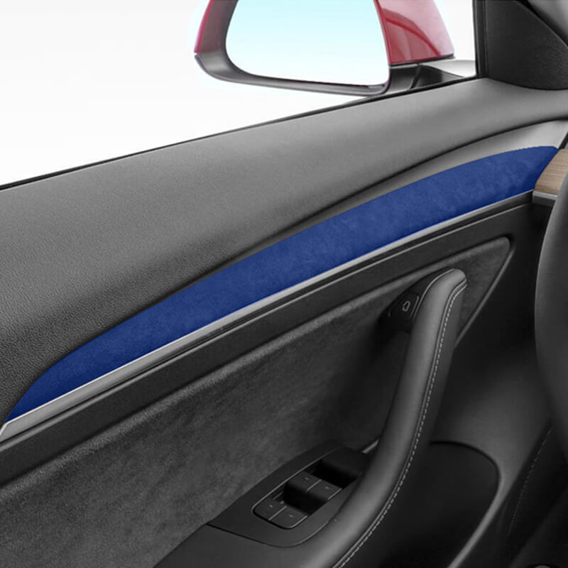 Alcantara Interior Front Door Trim Panel Caps for 2021+ Tesla Model 3/Y By EVAAM™ - EVAAM