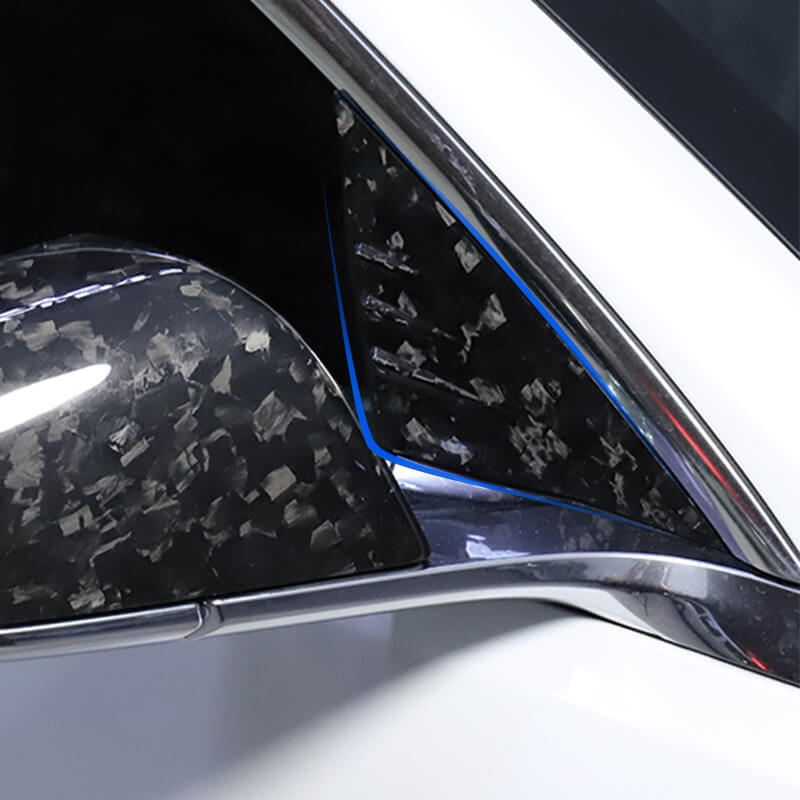 EVAAM™ Forged Real Carbon Fiber Front Triangular Window Cover for Model 3/Y 2017-2023 - EVAAM
