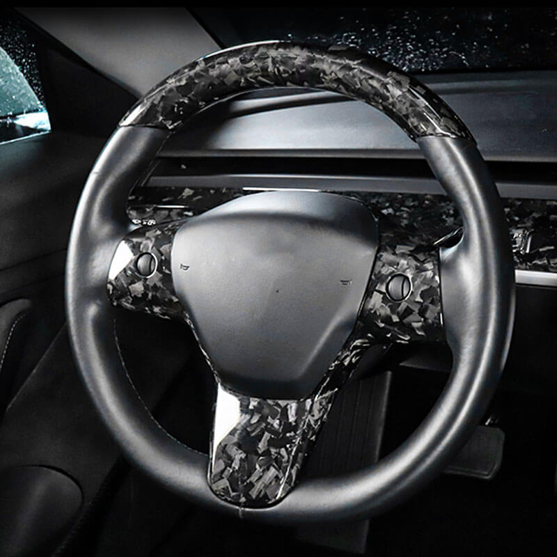 EVAAM Forged Real Carbon Fiber Steering Wheel Caps Cover for Model 3/Y 2021-2022 - EVAAM