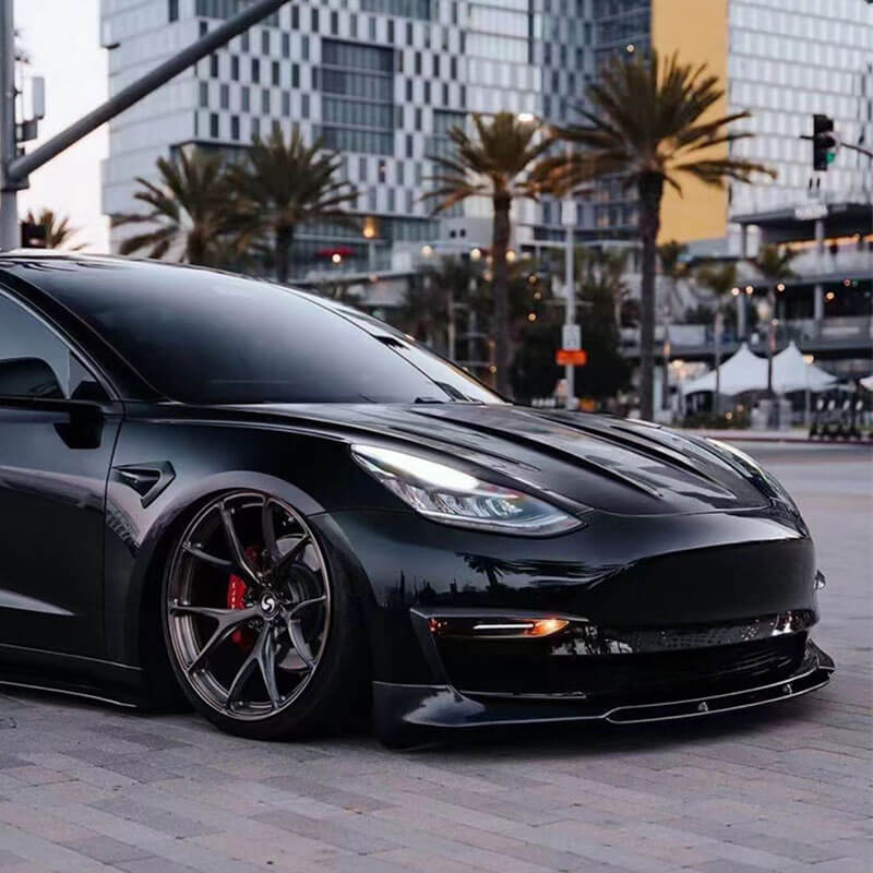 EVAAM™ Gloss Real Carbon Fiber Front Bumper Lip Kit for Model 3 2017-2023 - EVAAM