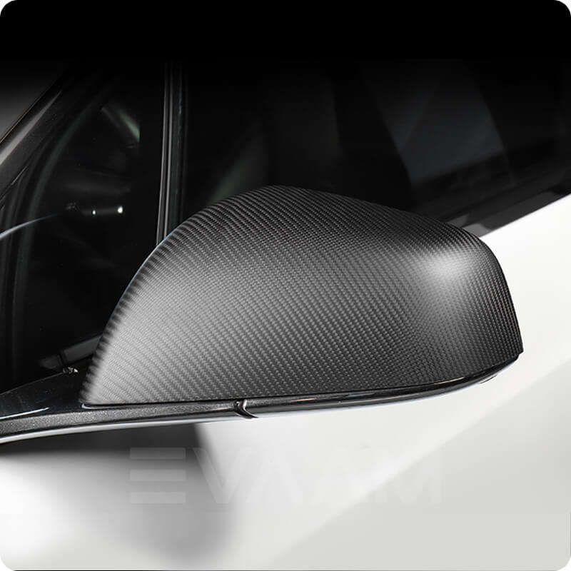 EVAAM™ Matte Real Carbon Fiber Mirror Cover for Model X - EVAAM