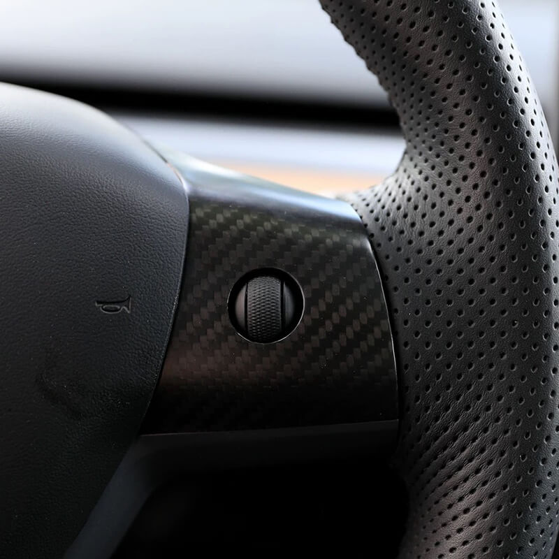 EVAAM Matte Real Carbon Fiber Steering Wheel Fascia Cover for Model 3/Y 2017-2022 - EVAAM