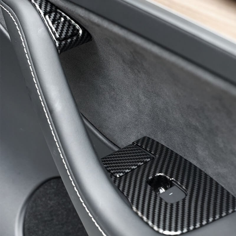 EVAAM™ Carbon Fiber Pattern Trim Window & Door Button Switch Parts for Model 3/Y Accessories - EVAAM