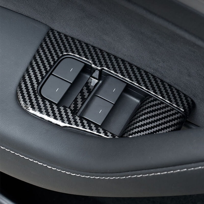 EVAAM™ Carbon Fiber Pattern Trim Window & Door Button Switch Parts for Model 3/Y Accessories - EVAAM