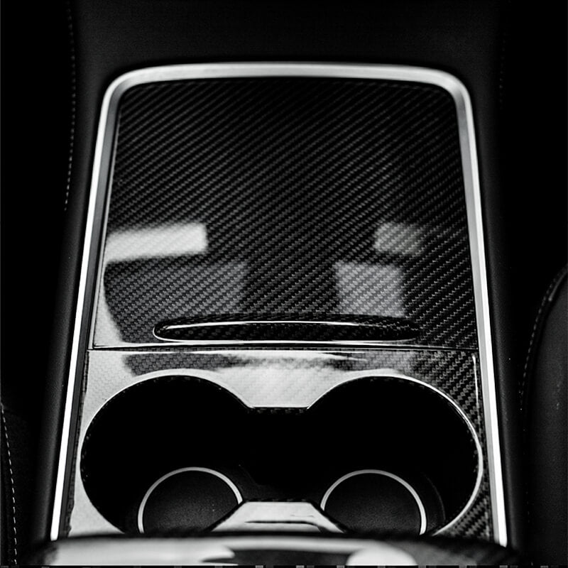 EVAAM Gloss Real Carbon Fiber Center Console Cover for Model 3/Y 2021-2022 - EVAAM