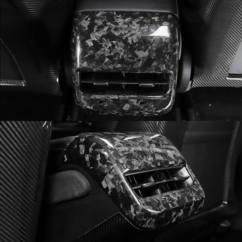 EVAAM Forged Real Carbon Fiber Rear AC Vent Cover for Model 3 2017-2022 - EVAAM