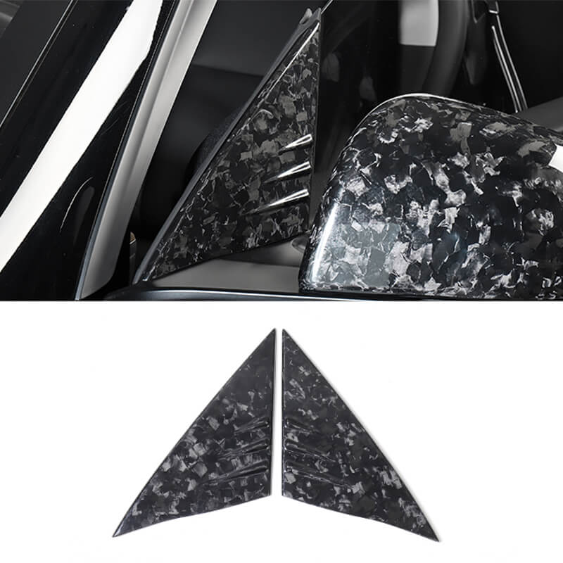 EVAAM Forged Real Carbon Fiber Front Triangular Window Cover for Model 3/Y 2017-2022 - EVAAM