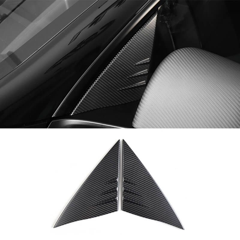 EVAAM Matte Real Carbon Fiber Front Triangular Window Cover for Model 3/Y 2017-2022 - EVAAM