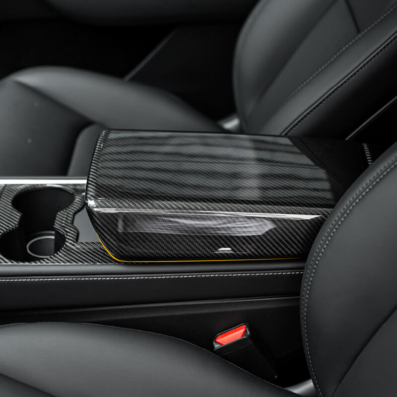 EVAAM Gloss Real Carbon Fiber Armrest Cover for Model 3/Y 2017-2022 - EVAAM