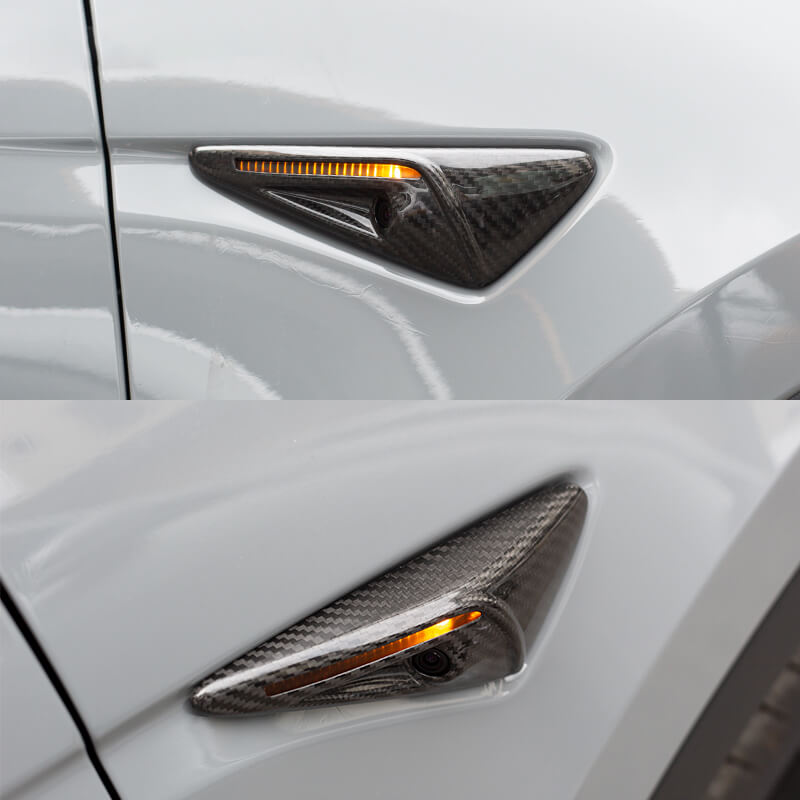 EVAAM Gloss Real Carbon Fiber Turn Signal Cover for Model 3/Y 2021-2022 (2Pcs) - EVAAM