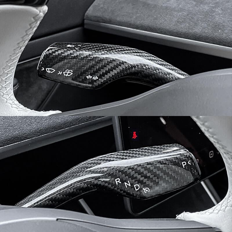 EVAAM Gloss Real Carbon Fiber Turn Signal Stalk Covers for Model 3/Y 2017-2022 (2Pcs) - EVAAM