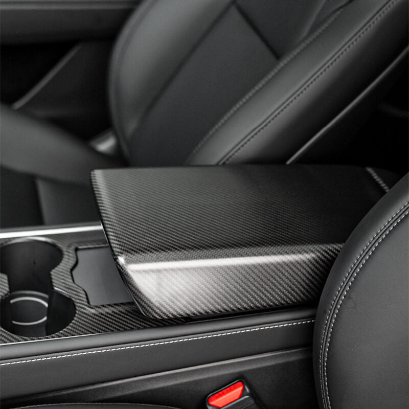 EVAAM Matte Real Carbon Fiber Armrest Cover for Model 3/Y 2017-2022 - EVAAM