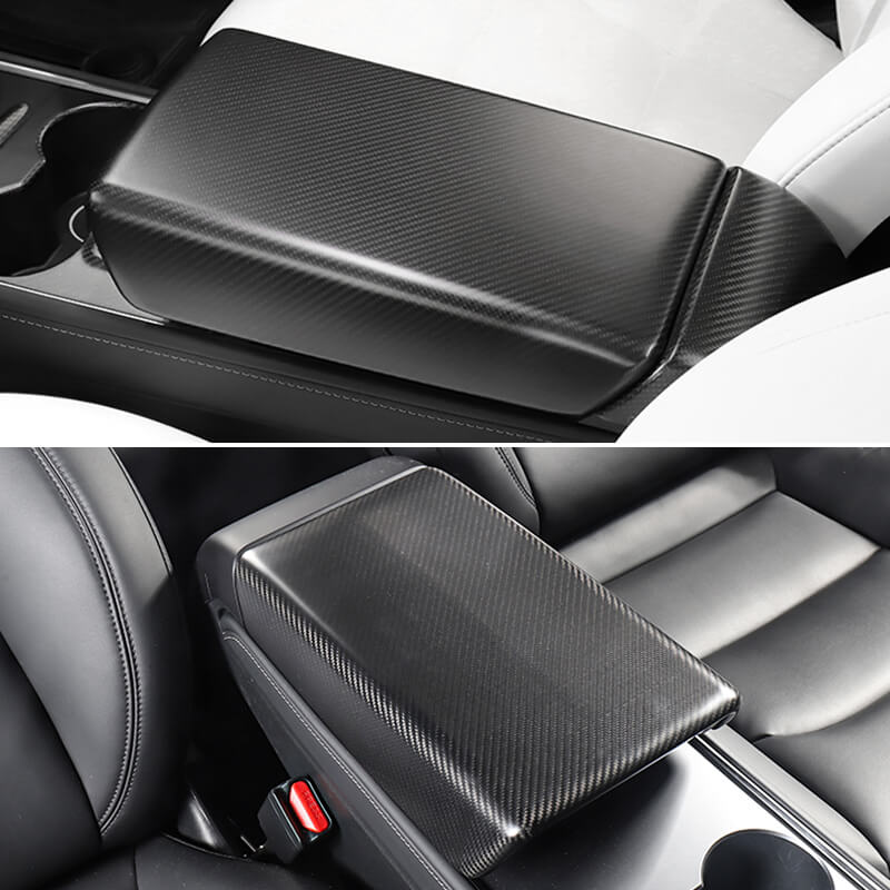 EVAAM Matte Real Carbon Fiber Armrest Cover for Model 3/Y 2017-2022 - EVAAM