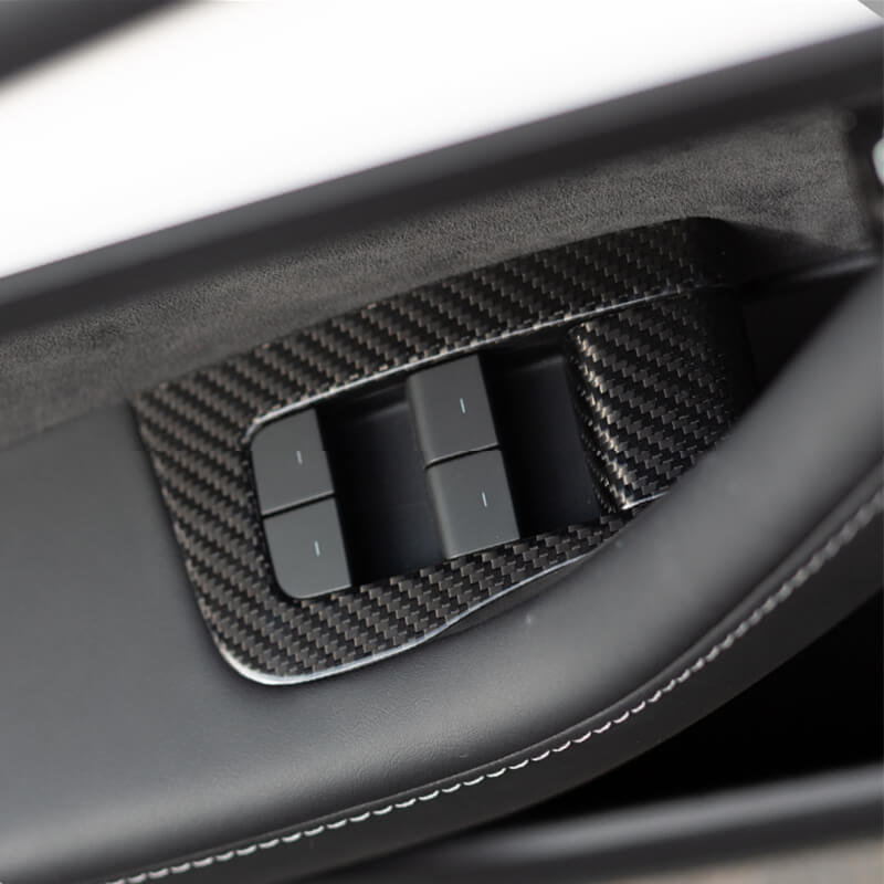 EVAAM Gloss Real Carbon Fiber Window & Door Button Switch Parts for Model 3/Y 2017-2022 - EVAAM