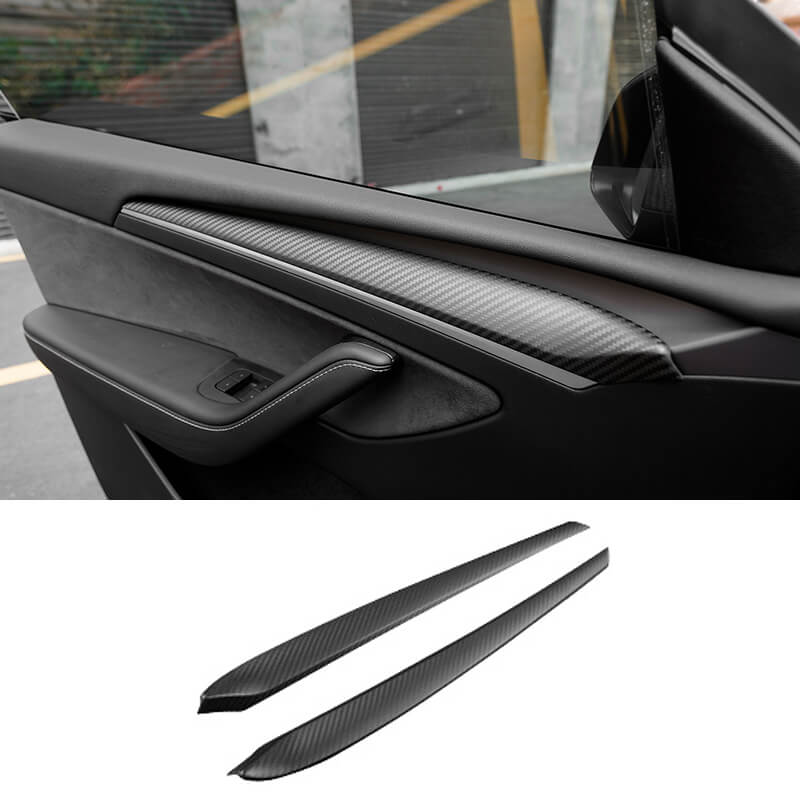 EVAAM Matte Real Carbon Fiber Interior Door Trim Cover for Model Y 2020-2022 - EVAAM