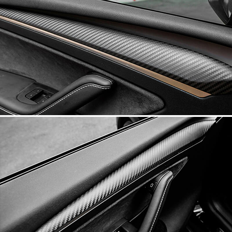 EVAAM Matte Real Carbon Fiber Interior Door Trim Cover for Model Y 2020-2022 - EVAAM