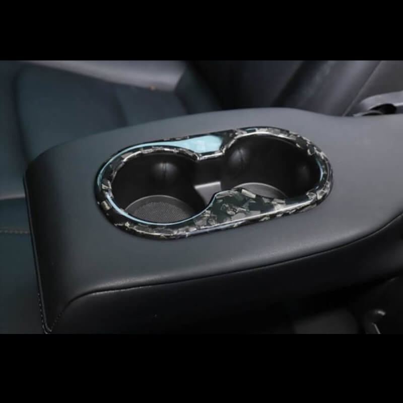 EVAAM Forged Real Carbon Fiber Rear Center Cupholder Cover for Model 3/Y 2017-2022 - EVAAM