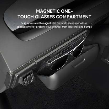 2-in-1 Dashboard Cup Holder & Magnetic Glasses Case for Tesla Model Y Juniper 2025+ (No-Drill Fit)