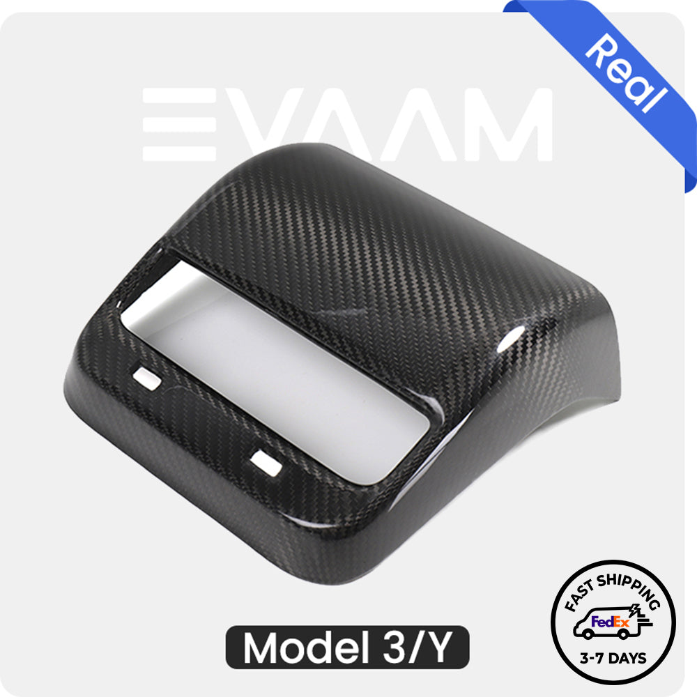 EVAAM® Gloss Real Carbon Fiber Rear AC Vent Cover for Model 3/Y 2017-2023