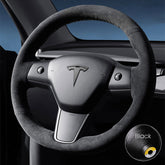 Alcantara Tesla Hand Stitch Steering Wheel Cover for Model 3/Y (2017-2023) - EVAAM® - EVAAM