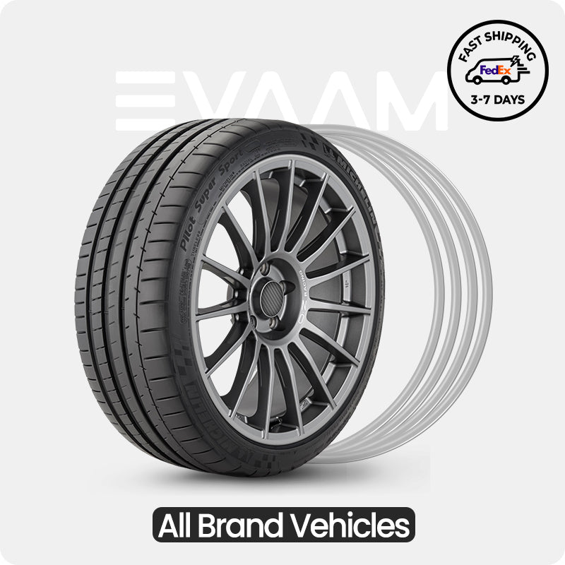 EVAAM® Silver Gray Aluminum Alloy Wheel Rim Protector- Fits All Cars