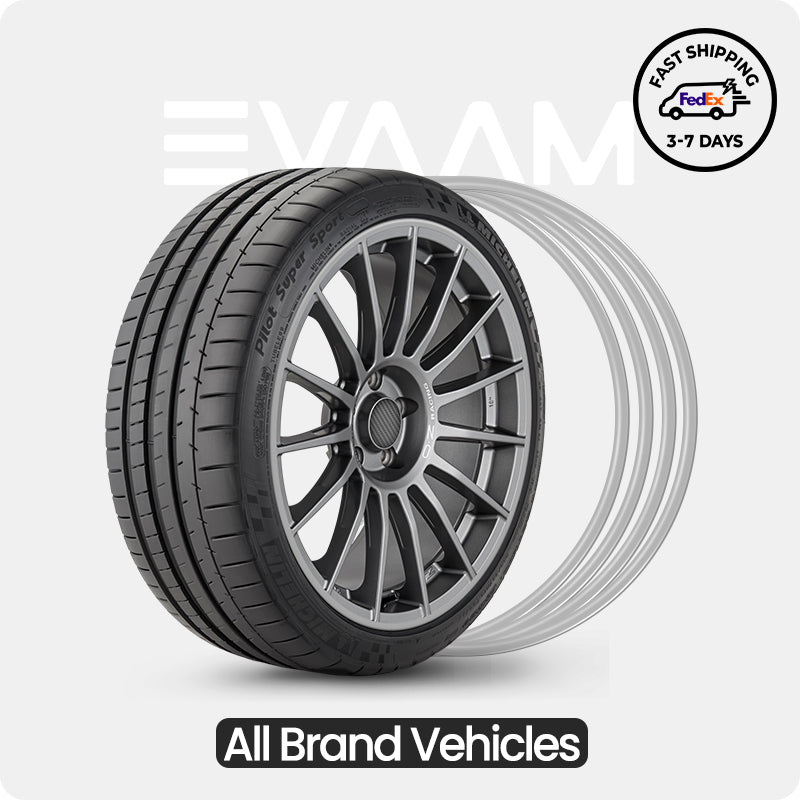 EVAAM® Silver Gray Aluminum Alloy Wheel Rim Protector- Fits All Cars (4pcs) - EVAAM