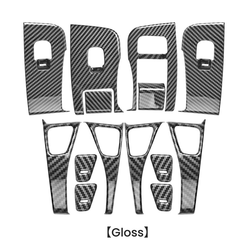 EVAAM® Gloss Carbon Fiber Trim Window & Door Button Switch Trim Cover Kit for Model 3/Y (2017-2023) - EVAAM