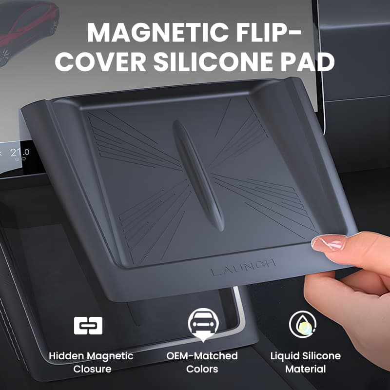 Magnetic Flip-Cover Silicone Wireless Charging Mat for Tesla Model Y Juniper 2025+ & Model 3 Highland