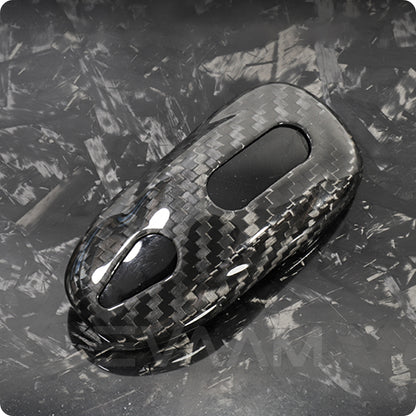 EVAAM® Gloss Real Carbon Fiber Key Fob Cover for Model 3/Y (2017-2023)-Black - EVAAM