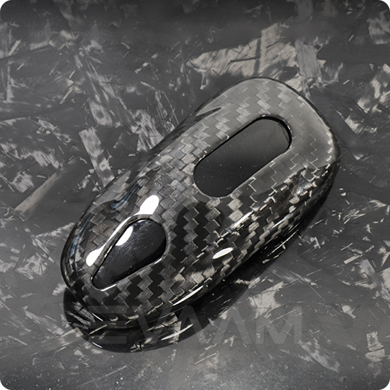 EVAAM® Gloss Real Carbon Fiber Key Fob Cover for Model 3/Y (2017-2023)-Black - EVAAM