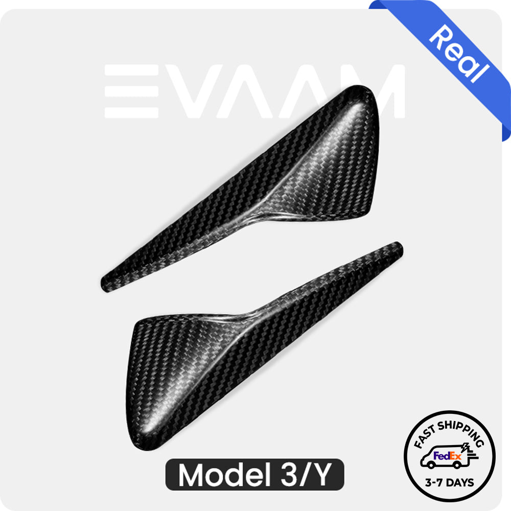 EVAAM® Matte Real Carbon Fiber Turn Signal Side Camera Covers for Tesla Model 3/Y [2021-2023] (2Pcs) - EVAAM