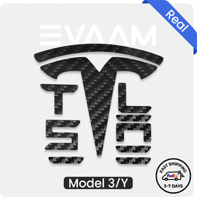 EVAAM® Real Carbon Fiber Logo Covers Set For Model 3/Y Accessories - EVAAM