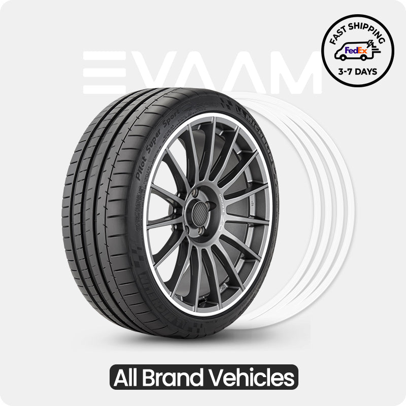 EVAAM® White Aluminum Alloy Wheel Rim Protector- Fits All Cars (4pcs)