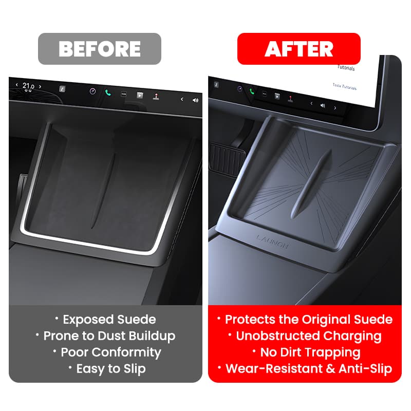 Magnetic Flip-Cover Silicone Wireless Charging Mat for Tesla Model Y Juniper 2025+ & Model 3 Highland