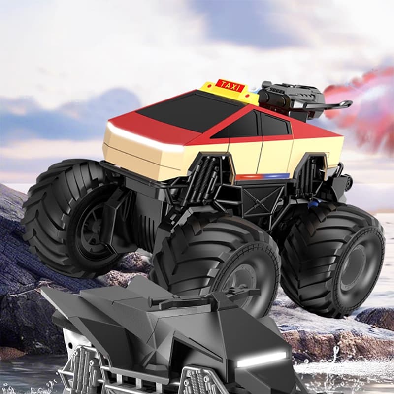 4WD Amphibious RC Stunt Car: Water Bullet Launcher, Mist Spray & LED Lights