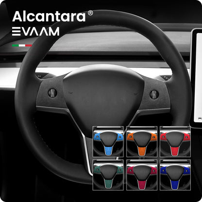 EVAAM® Alcantara Steering Wheel Wrap Cover Kit for Tesla Model 3/Y (2017-2023) - EVAAM