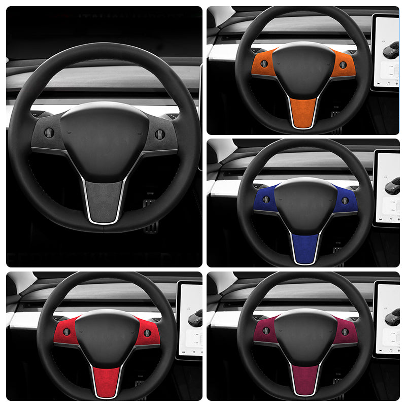 EVAAM® Alcantara Steering Wheel Wrap Cover Kit for Tesla Model 3/Y (2017-2023)