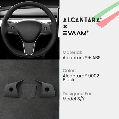 EVAAM® Alcantara Steering Wheel Wrap Cover Kit for Tesla Model 3/Y (2017-2023) - EVAAM