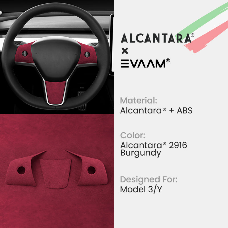 EVAAM® Alcantara Steering Wheel Wrap Cover Kit for Tesla Model 3/Y (2017-2023)