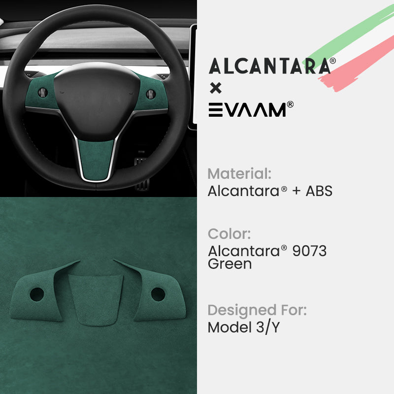 EVAAM® Alcantara Steering Wheel Wrap Cover Kit for Tesla Model 3/Y (2017-2023) - EVAAM