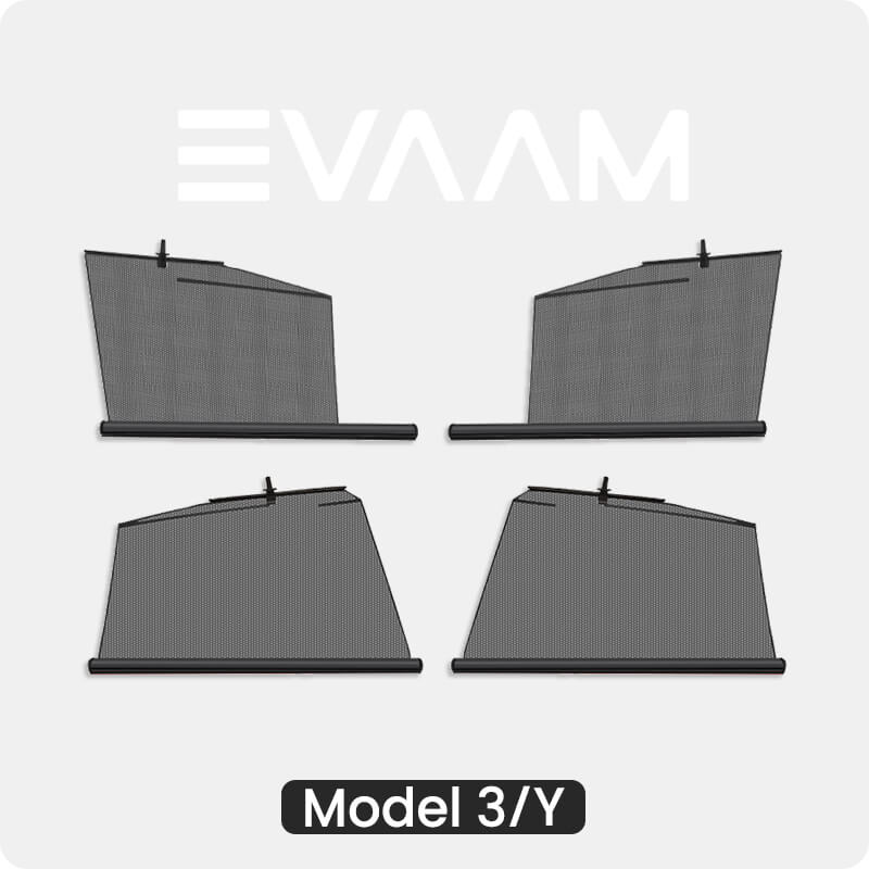 EVAAM® OEM Fenster-Sonnenschutz-Set für Tesla Model 3/Y Zubehör (2017–2023).