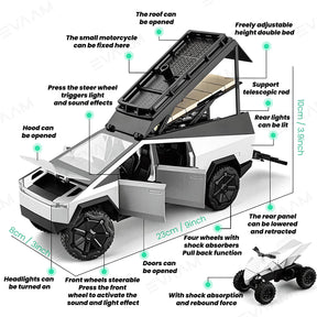 Cybertruck Car Model Pickup Camping RV 1/24 Alloy Toy Race Car