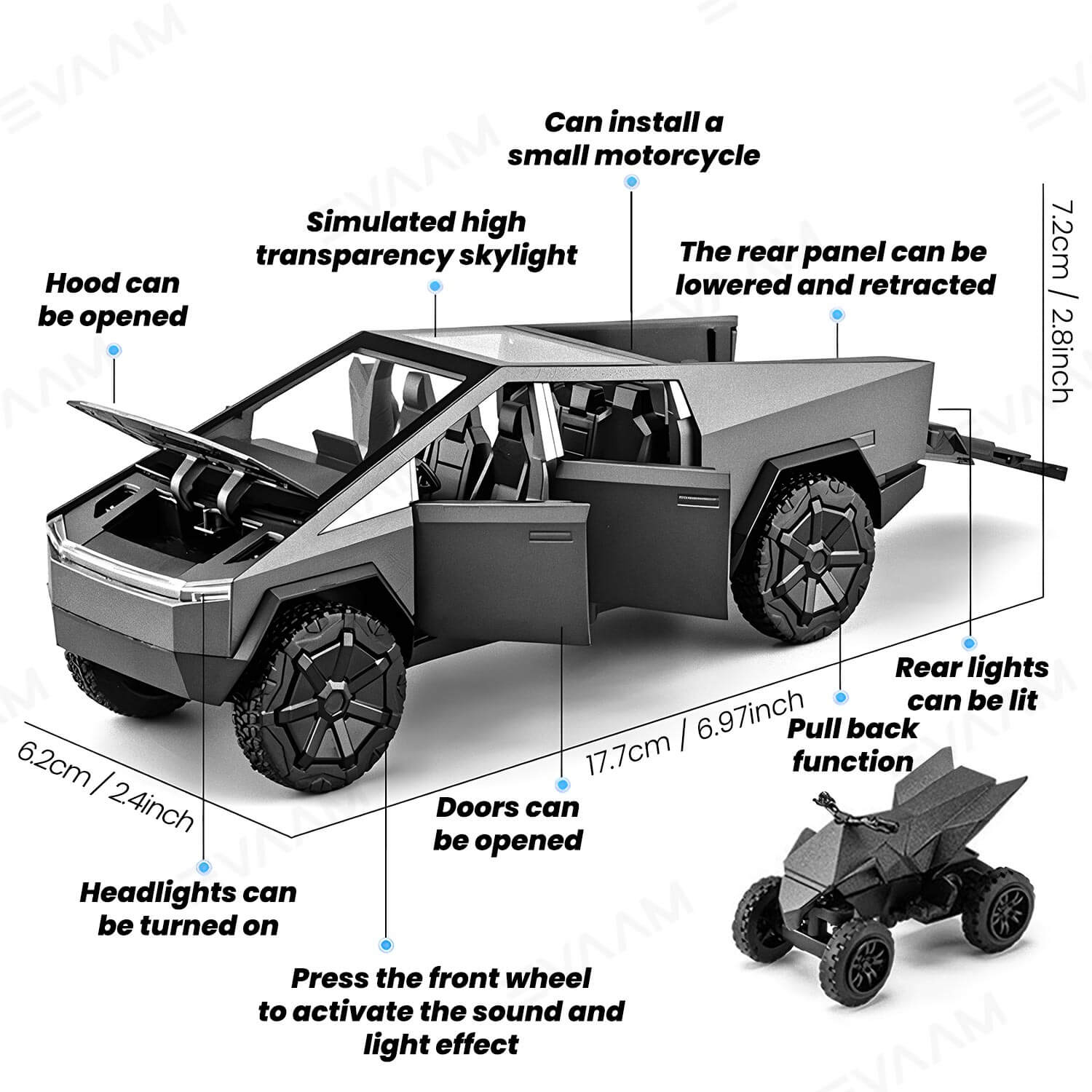 Cybertruck Model Pickup Truck 1/32 Alloy Toy Race Car